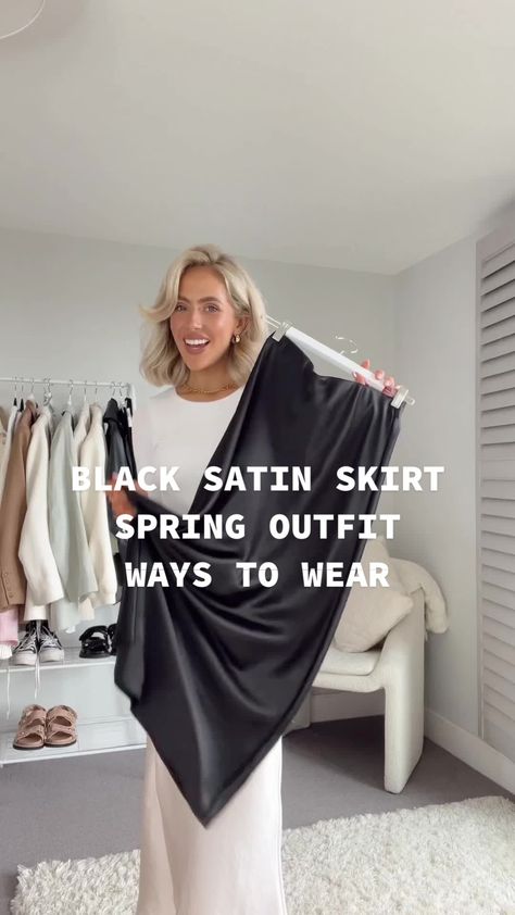 Black Satin Skirt Outfit, Long Black Skirt Outfit, Black Maxi Skirt Outfit, Midi Skirt Outfit Winter, Slip Skirt Outfit, Black Satin Shirt, Satin Skirt Outfit, Black Satin Skirt, Outfit Ideas For Spring