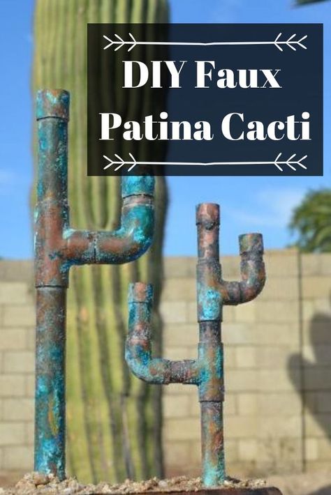 Create your own faux cactus out of copper pipes. DIY patina using kitchen items. Create the home and garden you love with this fabulous faux copper catus project. #hometalk #diy #copper Fairy Herb Garden, Copper Decoration, Uses For Dryer Sheets, Hometalk Diy, Copper Pipes, Diy Copper, Faux Cactus, Stepping Stones Diy, Faux Fireplace Diy