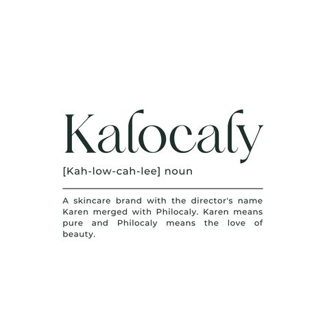 I remember talking to a colleague while at work in 2019, yes the pandemic year, about naming my company. The name I wanted to use was Philocaly - It means the love of beauty which was already trademarked by another company. So I merged my name Karen and Philocaly together. I loved the idea so much that I registered my business straight away in 2020. after a lot of thought. We would love to hear your thoughts on our skincare brand's name, Kalocaly! #SkincareBrandFeedback #ShareYourThoughts Brand Name Ideas For Skin Care, Skin Care Business Names Ideas, Skincare Name Ideas Skin Care, Skincare Business Name Ideas, Skincare Brand Name Ideas, Skincare Design, Skin Care Business, Name Suggestions, Aesthetic Names