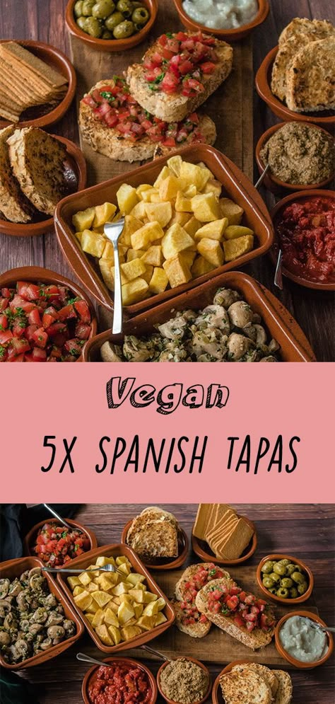 This is my vegan Spanish tapas recipe. It includes 5 different tapas recipes. #vegan #tapas #spanish #recipe Vegan Tapas, Vegetarian Tapas, Live In Spain, Spanish Recipe, Easy Paella, Spanish Tapas Recipes, Tapas Party, Vegan Starters, Eating Vegan