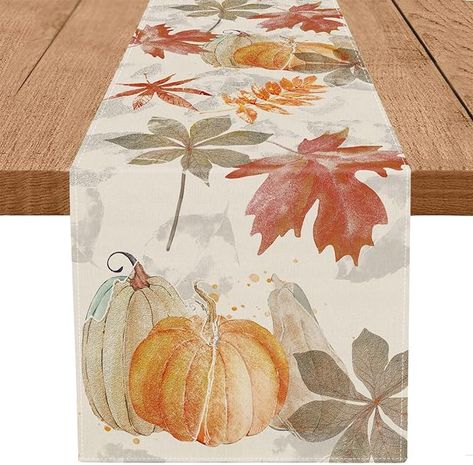 Amazon.com: Fall Table Runner Pumpkin Maple Leaf Watercolor Vintage Table Runners Seasonal Autumn Thanksgiving Harvest Home Kitchen Dining Party Decorations 13x72 Inch : Home & Kitchen Maple Leaf Watercolor, Table Runner Thanksgiving, Thanksgiving Tablecloth, Outdoor Table Decor, Fall Table Runner, Pumpkin Table Runner, Thanksgiving Table Runner, Leaf Watercolor, Autumn Dining