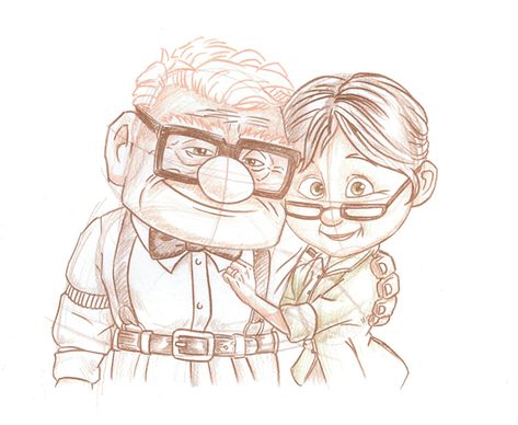 Carl and Ellie from Disney•Pixar's 'Up' Included in the New Park Icon Sketch Collection Debuting at Disneyland Park Up Carl Y Ellie, Carl And Ellie, Up Pixar, Disney Drawings Sketches, Disney Pixar Up, Disney Up, Sketches Of People, Disney Art Drawings, Disney Sketches