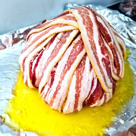 Finding it hard to get excited about veggies?  Wrap them in bacon and stuff them with cheese!🤤 💥 BACON-WRAPPED CHEESY WHOLE (ROASTED) CAULIFLOWER 💥 - Salty and cheesy... just like me!😆 CAUTION: This smells soooooo good as it bakes that you'll be tempted to dive in as soon as it's out of the oven.  Take it from my charred lips... wait a minute.😜   The full recipe is on the blog in my bio. In Short: ✔️ Boil cauliflower head for 10-12 minutes. ✔️ Set it stem-side up on a baking sheet. ✔️ Fill... Boil Cauliflower, Whole Roasted Cauliflower, Wait A Minute, Bacon Wrapped, Roasted Cauliflower, Hard To Get, Get Excited, Baking Sheet, Free Recipes