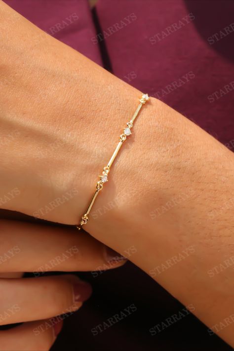 14k gold square bar link bracelet with prong set round diamonds in graduating sizes in between each bar Diamond Bar Bracelet, Square Bar, Bar Bracelet, Jewellery Inspiration, Diamond Bar, Bracelet Online, Buying Diamonds, Bar Bracelets, Layered Bracelets