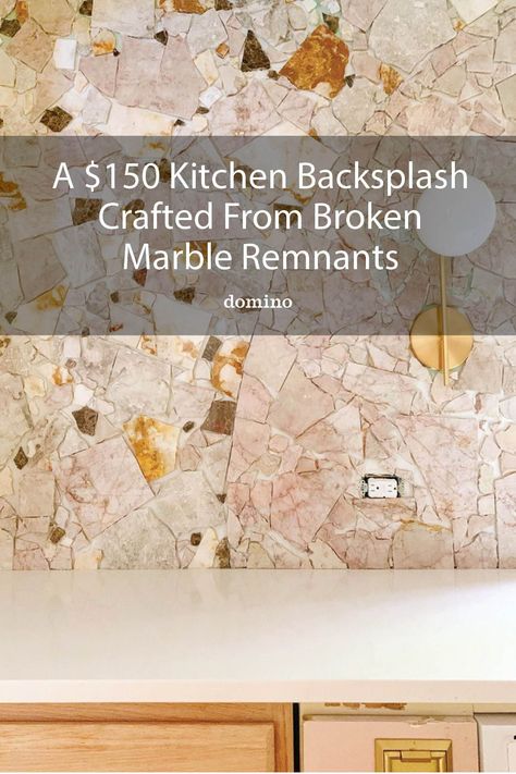 Diy Mosaic Backsplash, Mosaic Backsplash Ideas, Marble Mosaic Backsplash Kitchen, Mosaic Tiles Kitchen Backsplash, Backsplash Diy, Marble Mosaic Backsplash, Stone Kitchen Island, Recycled Tile, Marble Backsplash Kitchen