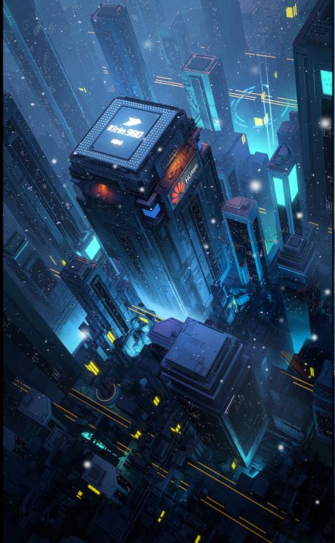 Cybercity Aesthetic, Kota Masa Depan, Futuristic Concept Art, Scifi City, Futuristic Cityscape, Cyberpunk Rpg, Science Fiction Artwork, Neon Noir, Sci Fi City