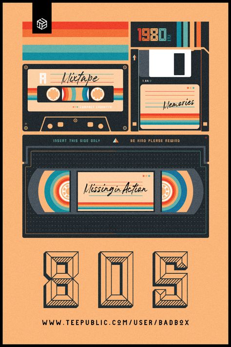 Retro Polaroid Aesthetic, Floppy Disk Illustration, Cassette Graphic Design, 80s Cassette Tapes, Vhs Yearbook Theme, 1980 Graphic Design, Cassette Tapes Aesthetic Vintage, Floppy Disk Art, Vhs Illustration