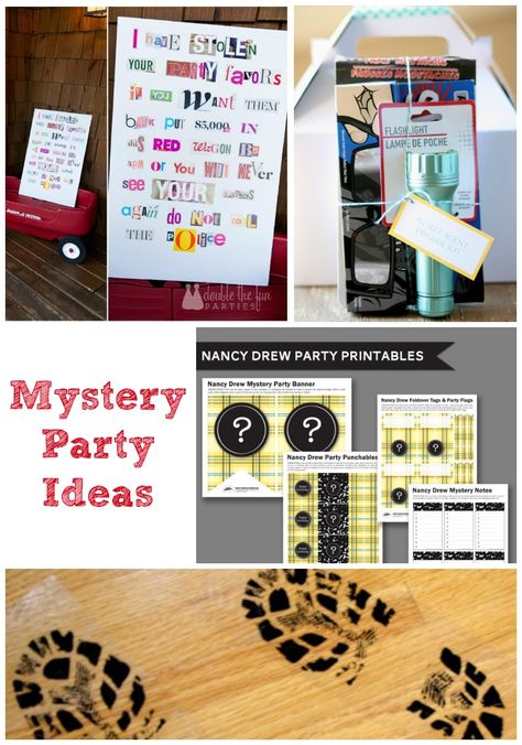 Mystery Birthday Party - creative mystery party ideas for kids including free printables Mystery Birthday Party, Geheimagenten Party, Birthday Dinner Ideas, Nancy Drew Party, Secret Agent Party, Spy Birthday Parties, Detective Party, Clue Party, Mystery Dinner Party