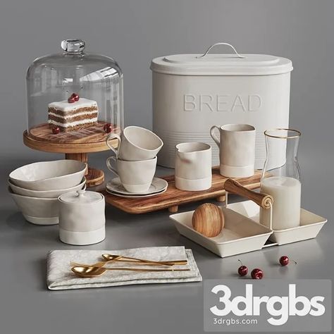 Download Link: https://3ds-max.org/kitchen/tableware/zara-home-dekor-dlia-kukhni-2-3dsmax-download/ Zara Home Kitchen, Bread Container, Wooden Serving Boards, Home Kitchen Decor, Beige Kitchen, 3ds Max Models, Metal Trays, Wood Stone, Breakfast Dishes