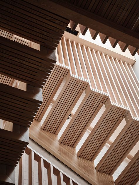 Timber Stair, Timber Staircase, Timber Architecture, Timber Slats, Concept Models Architecture, Timber Buildings, Initial Design, Timber Construction, Unique Perspective