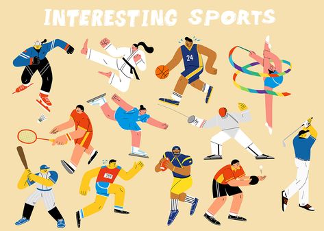 Sports Illustrations Art, Sports Illustrations Design, Vector Character Design, School Murals, Illustrations Design, Corporate Art, Sport Poster Design, Illustrations Art, Lifestyle Illustration