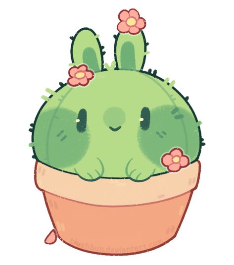 [p]: cactus bun by blushbun.deviantart.com on @DeviantArt Cactus, Flowers, Green, Pink, White