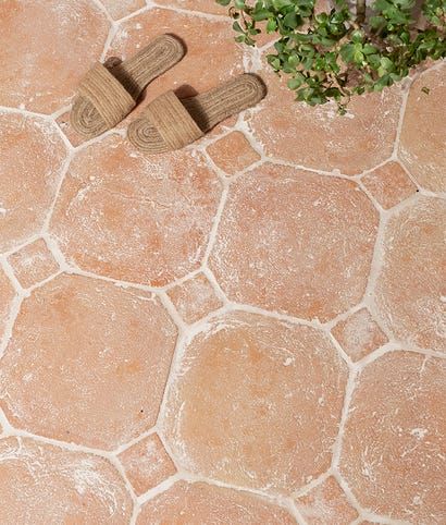 Terracotta Tiles | For Seriously Stylish Floors| Ca’ Pietra | Ca' Pietra Terracotta Driveway, Terra Cotta Tile Bathroom, Terracotta Patio, Terracotta Tile Floor, Colorful Bathroom Tile, Purple Tile, Rustic Tile, Gold Tile, Terracotta Floor