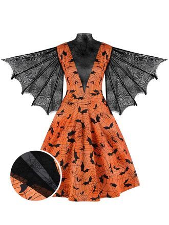 Cute Halloween Dresses, Spider Sleeve, Halloween Dress For Women, Casual Halloween Outfits, Witch Ideas, Spooky Outfits, Halloween Dresses, Retro Stage, Halloween Skirt