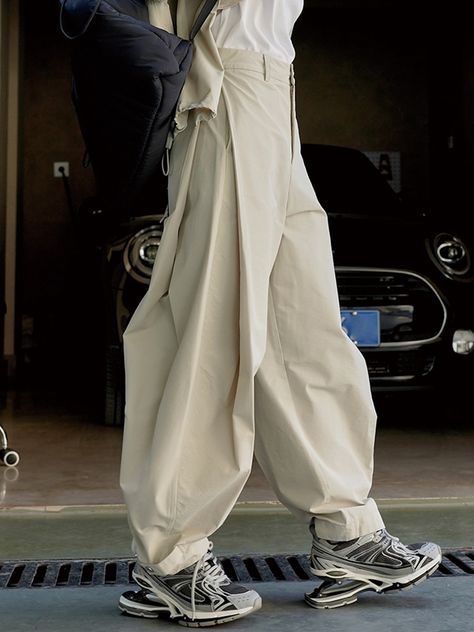 Loose Wide Leg High-Waisted Pleated Solid Color Casual Pants Bottoms Trousers BLACK-M Wide Leg Trousers Casual, Baggy Pants Women, Trousers Casual, Diy Vetement, Mode Abaya, Jumpsuit Outfit, Party Dress Short, Short Mini Dress, Mode Inspo