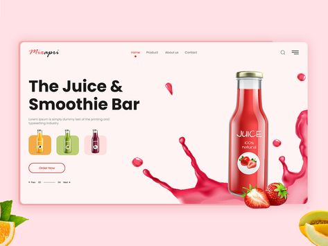 Juice Website, Drink Website, Landing Page Web Design, Healthy Website, Health Juice, Bio Pool, Proper Hydration, Commercial Website, Food Web Design