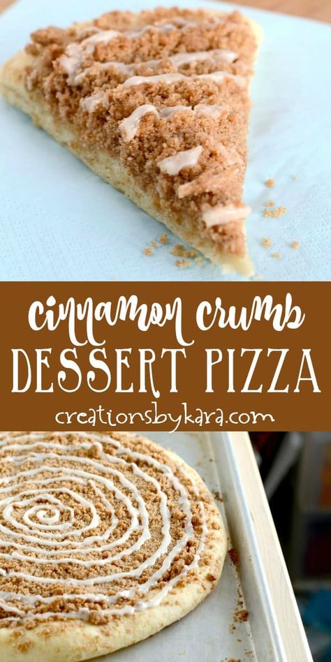 Cinnamon Dessert Pizza, Crumb Dessert, Dessert Pizza Recipes, Cinnamon Desserts, Cinnamon Recipes, Pizza Recipes Homemade, Dessert Pizza, Cinnamon Swirl, Crumb Topping