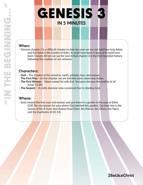 Genesis Chapter 3, Genesis Bible Study, Genesis 6, Bible Quiz, Cain And Abel, Chapter Summary, Creator Of The Universe, Book Of Genesis, Bible Printables