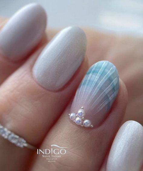 Sea Nail Designs, Nail Designs For Summer, Cruise Nails, Sea Nails, Beachy Nails, Mermaid Vibes, Cute Simple Nails, Simple Gel Nails, Summery Nails