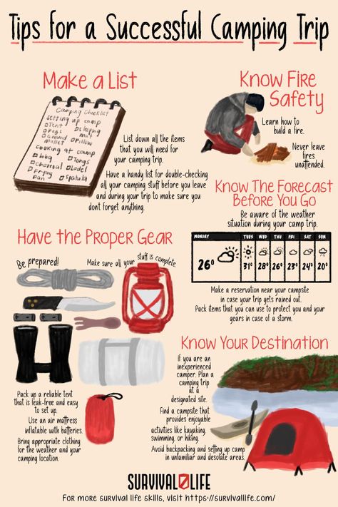 Planning on going Tent Camping soon? Check out these tips for a Successful Tent Camping Trip! ✅ #camping #campingtrip #survival #preparedness #survivallife Camping In Woods, Survival Tips Outdoor, Survival Tent, Camping Gear Survival, Camping Safety, Camping Inspiration, Survival Life Hacks, Survival Life, Camping Checklist