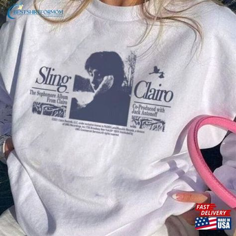 Unisex Clairo Sling Aesthetic T-Shirt Sweatshirt Classic Check more at https://bestshirtformom.com/product/unisex-clairo-sling-aesthetic-t-shirt-sweatshirt-classic/ Sling Clairo, Clairo Sling, Jack Antonoff, Aesthetic T Shirts, Singers, Sweatshirts, T Shirt, Design