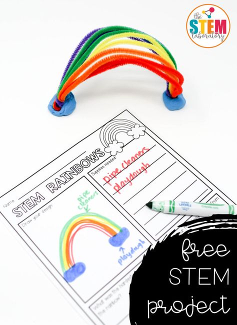 This simple STEM challenge will be perfect for Pre-K, kindergarten or first grade. My kids love STEM activities!  #stemforkids #stemlearning #steamkids #kidsstem #stem #kidssteam Rainbow Stem, Simple Stem Challenges, Spring Stem Activities, Stem Activities Kindergarten, Stem Bins, Stem Activities Preschool, Kindergarten Stem, Elementary Stem Activities, Steam Ideas