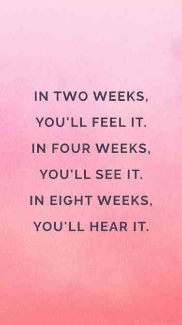 In two weeks, you'll feel it. In four weeks, you'll see it. In eight weeks, you'll hear it. #FeelIt #SeeIt #HeartIt #LifeChange #YouMatter #DontGiveUp Motivasi Diet, Movies Quotes, Trening Fitness, Fitness Motivation Quotes Inspiration, Work Motivational Quotes, Gym Quote, Yoga Exercises, Fitness Inspiration Quotes, Diet Motivation