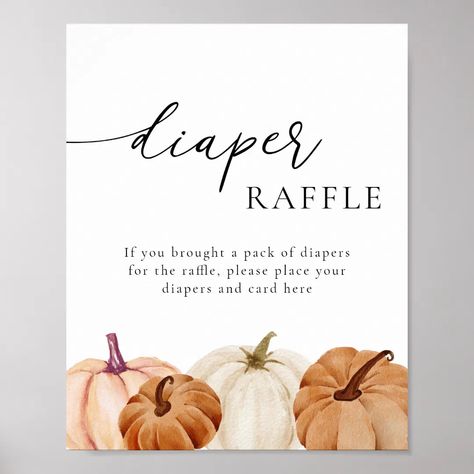 Pumpkins Diaper Raffle Sign | Zazzle Diaper Raffle, Baby Shower Fall, Create Sign, Party Signs, Sticker Shop, Fall Pumpkins, Craft Party, Baby Shower, Signs