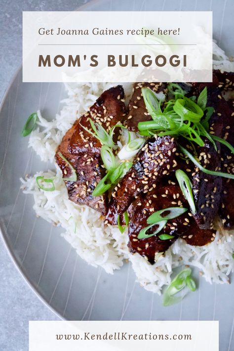 Joanna Gaines Bugolgi, Korean Beef Bulgogi Joanna Gaines, Joanna Gaines Bulgogi Recipe, Joanna Gaines Japchae, Joanna Gaines Beef Tips, Kimchi Salad, Asian Entrees, Magnolia Recipes, Magnolia Table Recipes