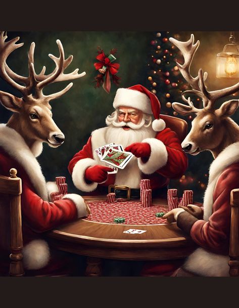 Funny poker scene with Santa and reindeer merry Christmas Pool Table Photoshoot, Table Photoshoot, Reindeer Games, Santa And His Reindeer, Christmas Tee Shirts, Pool Table, Christmas Tees, Christmas Designs, Barack Obama