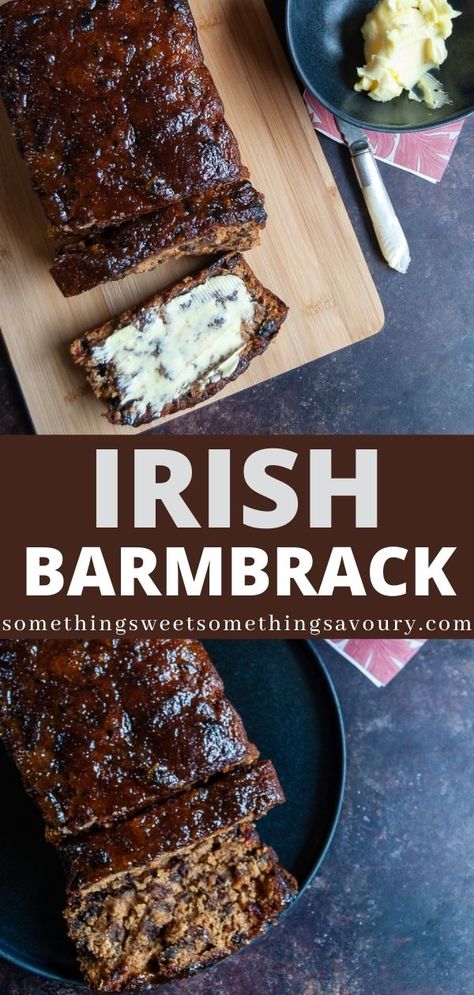 Irish Barmbrack is a traditional fruit cake that was originally served on Halloween but is now enjoyed all year long in Ireland.  The dried fruit is soaked in tea overnight for a really moist, delicious cake that's delicious sliced and spread with butter. #irishbarmbrack #irishbarmbrackrecipe #halloweenbarmbrackrecipe #howtomakebarmbrack #barmbrackrecipeuk Barmbrack Recipe, Irish Barmbrack, Traditional Fruit Cake, Irish Dessert Recipes, Irish Desserts Traditional, Irish Desserts, Irish Recipes Traditional, Irish Cuisine, Irish Food