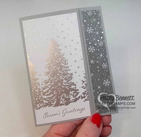 Folded Christmas Cards, Elegant Christmas Cards, Christmas Card Tutorials, Patty Bennett, Stamped Christmas Cards, Card Making Ideas, Simple Christmas Cards, Homemade Christmas Cards, Stampin Up Christmas Cards