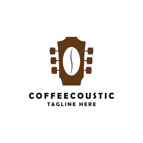 Coffee bean guitar live music logo desig... | Premium Vector #Freepik #vector #logo Music Logo Design, Modern Quotes, Coffee Music, Bar Logo, Giraffe Pattern, Coffee Logo, Cafe Logo, About Coffee, Music Logo