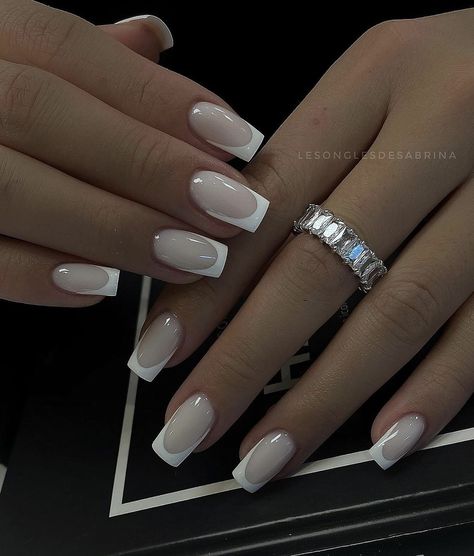 Milky White Nails Glitter French, Milky White Nails White French, Nail Milky White French, Gel Nails Milky White, Gel X Nails Milky White, Milk French Nails, Milky French Nails, Milky White French, White French Nails