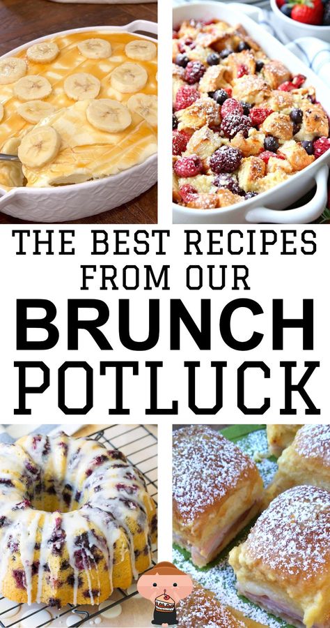 Breakfast For A Crowd The EASY Way With These Brunch Food Ideas Brunch Recipes Party, Breakfast Ideas Party Brunch Food, Simple Ladies Brunch Ideas, Brunch For Group, Brunch Casserole Ideas, Sweet Breakfast Potluck Ideas, Savory Brunch Finger Foods, Meat Brunch Ideas, Birthday Brunch Recipes