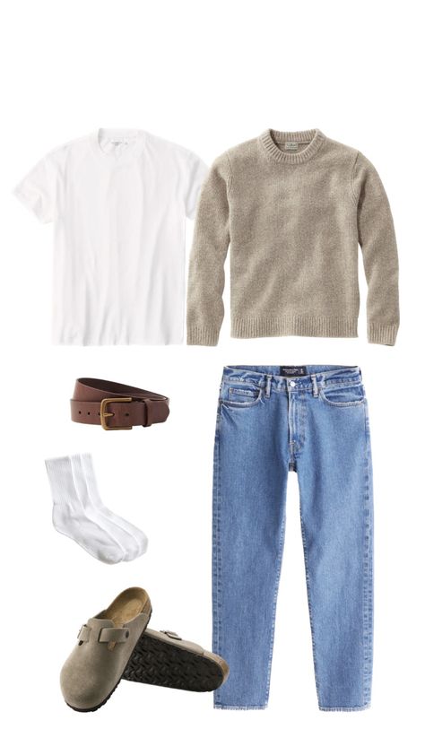 Fall Outfit Men Aesthetic, Guys Fall Style, Laid Back Outfits Men, Guy Sweater Outfits, Saltburn Outfits Men, Men’s Thanksgiving Outfits, Thanksgiving Outfits Men, Mens Work Fashion, Fall Guy Outfits