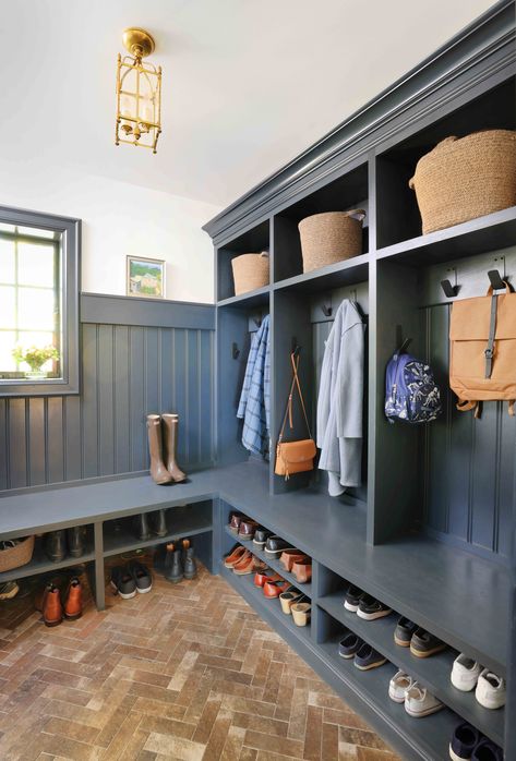 Blue Mudroom, Mudroom Cubbies, Mudroom Remodel, Farmhouse Mudroom, Mud Room Entry, Mudroom Lockers, Mudroom Ideas, Mudroom Entryway, Mudroom Decor