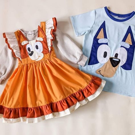 Bluey Themed Outfit, Bluey Party Outfit, Bluey Outfit Ideas, Bluey Outfit For Toddler Girl, Bingo And Bluey Costume Ideas, Bluey Birthday Dress, Bluey Birthday Outfit For Girl, Bluey Outfits, Bluey Birthday Outfit