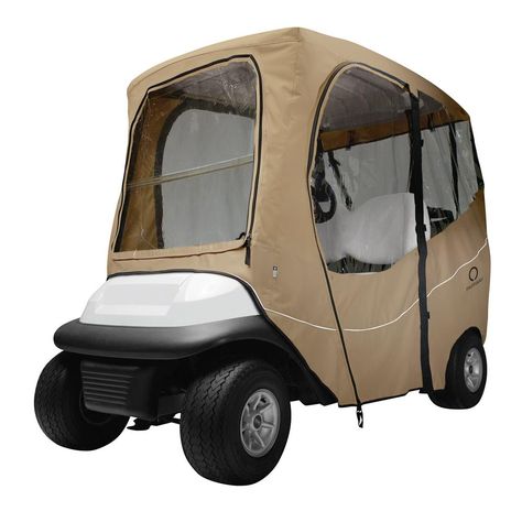 Deluxe Golf Car Enclosure Light Khaki Short Roof Golf Cart Enclosures, Golf Cart Enclosure, Golf Cart Covers, Golf 7 R, Golf Stuff, Golf School, Golf Cart Accessories, Golf Drivers, Cart Cover