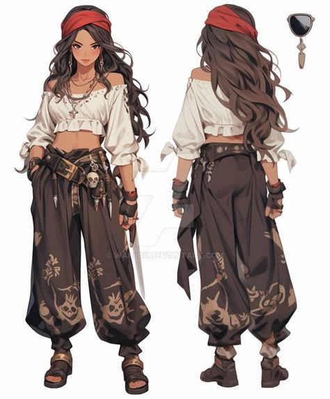 Female Pirate Outfit Concept Art, Pirate Outfit Anime, Pirate Clothing Reference, Female Clothes Drawing Outfit Reference, Female Pirate Outfit Design, Anime Pirate Outfit, Pirate Clothes Female Drawing, Pirate Outfit Reference, Anime Female Fighter Outfit