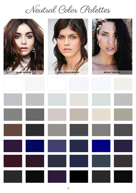 Autumn Shopping Guide for the Winter Color Types – Dream Wardrobe Clear Winter Neutral Color Palette, Bright Winter Neutral Color Palette, Neutrals For Deep Winter, Clear Winter Color Palette Outfits, Colors For Deep Winter, 12 Season Color Analysis, Deep Winter Palette Outfits, Season Color Analysis, True Winter Palette