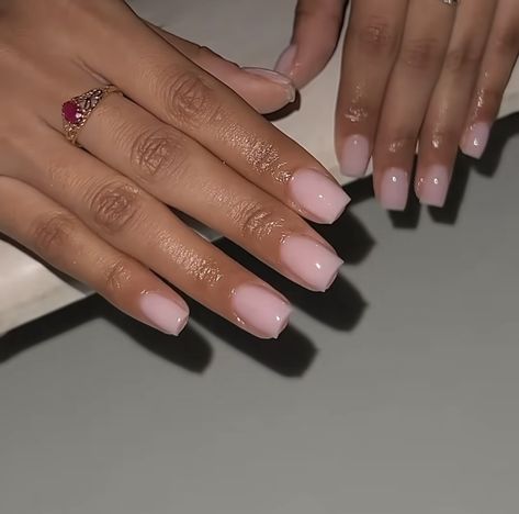 Square Pink Gel Nails, Cute Blush Pink Nails, Soft Blush Nails, Light Pink Overlay Nails, Soft Pink Overlay Nails, Gel Mani Short Nails Pink, Pink Gel Overlay Nails, Soft Pink Manicure, Soft Pink Acrylic Nails Short