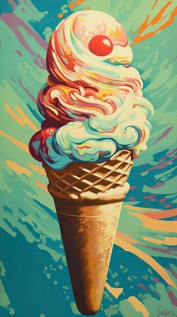 Premium Photo | Scoops of Nostalgia Vibrant 1920s America Ice Cream in Pop Art Style 1920s America, Ice Cream Pop Art, Ice Cream Painting, Pop Art Style, Stationery Templates, Flyer Maker, Business Card Maker, Poster Maker, Poster Invitation