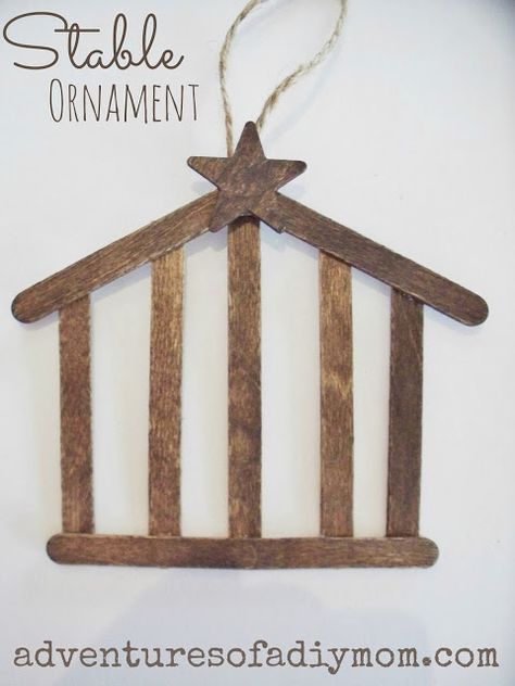 THIS.IS. SO. CUTE!!Adventures of a DIY Mom - How to Make a Stable Ornament {12 Days of CHRISTmas Ornaments} Popsicle Stick Christmas Crafts, Games Outdoor, Fun List, Water Games, Backyard Games, Camping Games, Preschool Christmas, Obstacle Course, Sunday School Crafts