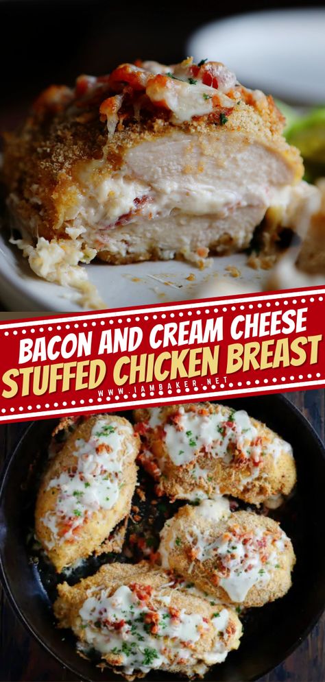 Stuffed Chicken Keto Recipes, Chicken Stuffed With Bacon And Cheese, Stuffed Chicken Ideas For Dinner, Main Entree Recipes Dinners, Cream Cheese Stuffed Bacon Wrapped Chicken, Bacon Ranch Stuffed Chicken, Chicken N Bacon Recipes, Cream Cheese Stuffed Chicken Recipes, Stuffed Chicken Dinner Recipes