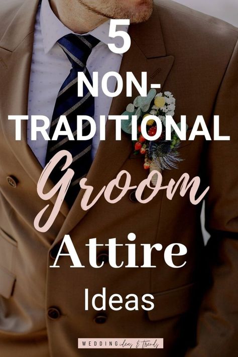 Grooms, It’s time to stand out from the crowd! With an alternative wedding attire. Get those 5 Non-Traditional Groom Attire Ideas, and express your sense of style. Check out my post and see how you can make a stylish groom look that fits perfect to a summer beach, garden, Boho, rustic and outdoor wedding. From Casual and Non formal groom outfit to formal unique Colored Suit for grooms and a pair of shoes that match your groom style like white sneakers. Men’s Wedding Attire Groom, Casual Wedding Looks For Men, Non Tux Wedding Groom Attire, Boho Groom Outfit, Non Suit Wedding Grooms, Casual Groom Wedding Attire, Rustic Wedding Outfit For Men, Wedding Suit Alternative, No Suit Wedding Grooms