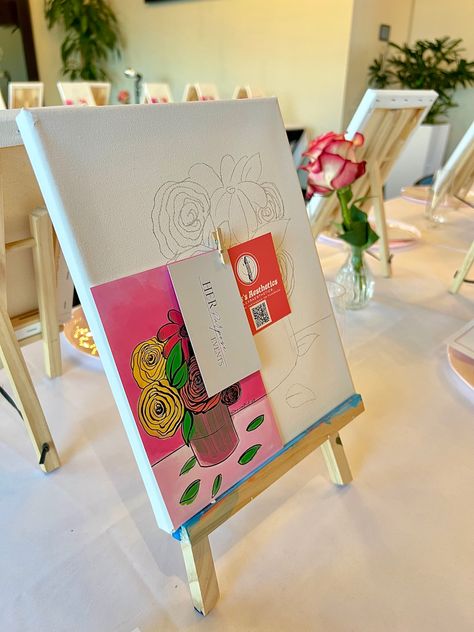 Sip And Paint Party Aesthetic, Mother’s Day Sip And Paint, Diy Paint And Sip Party Ideas, Paint Party Set Up, Christian Paint And Sip Ideas, Paint And Sip Hens Party, At Home Paint And Sip Party Ideas, Christian Paint Party Ideas, Sip And Paint Party Decorations