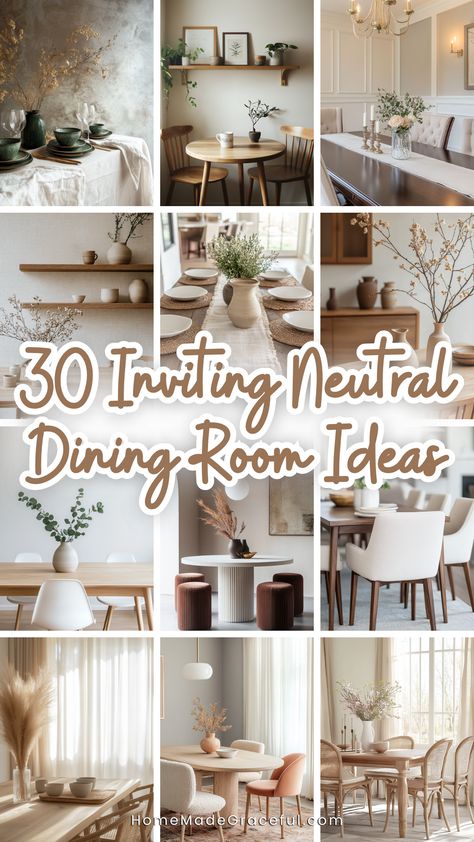 Transform your dining space into an inviting haven with these 30 stunning ideas! From warm earthy tones to minimalist and modern setups, these decor tips feature dark wood finishes, rustic farmhouse vibes, and elegant round tables. Explore how black accents and boho-inspired curtains can enhance your walls and create a small but formal dining area. Add organic textures with luxe tables and chairs for the ultimate cozy atmosphere. Bright And Airy Dining Room, Dining Room Inspiration Minimalist, Small Transitional Dining Room, Cozy Dining Room Decor, Updated Dining Room Ideas, Round Table Dining Room Decor Ideas, Dining Chairs For Dark Wood Table, Dining Room Walls Ideas, Alabaster Dining Room