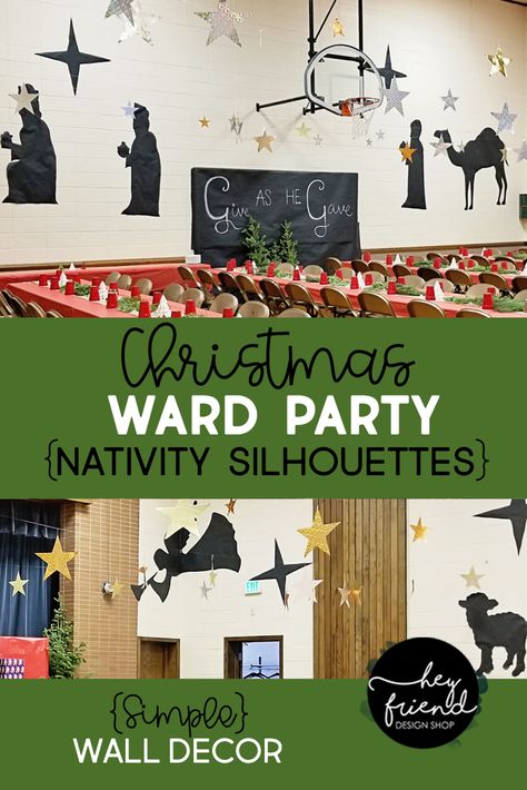 Nativity Silhouettes- Ward Christmas Party Decorations Simple Nativity, Ward Christmas Party, Nativity Silhouette, Summer Calendar, Hey Friend, Relief Society Activities, Teacher Thank You Cards, Silhouette Images, Christmas Jesus