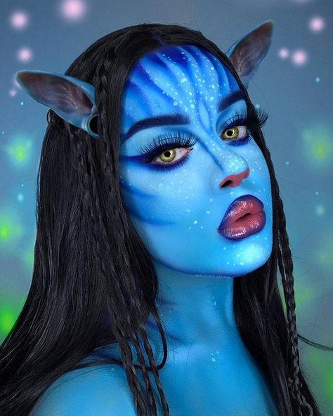 Avatar Costume, Avatar Makeup, Avatar Blue, Disney Princess Makeup, Creepy Halloween Makeup, Princess Makeup, Face Paint Makeup, Halloween Eyes, Special Halloween